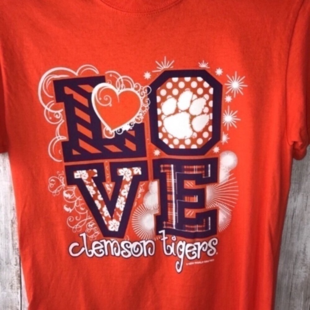 Clemson Tigers LOVE Graphic Tee Womens Small Orange NCAA Shirt - Picture 2 of 4